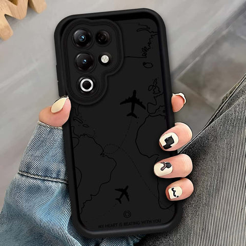 itel S25 Ultra - Black - Airplane Route Design - ONation Step Up Series - HQ Liquid Silicone Soft Case