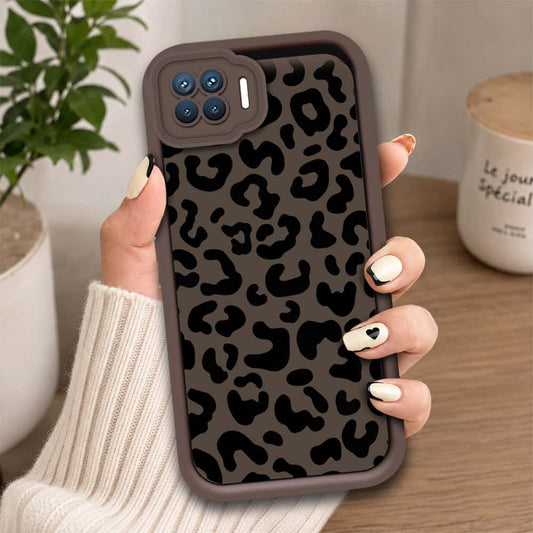 Oppo F17 Pro - Brown - Classic Leopard Print - ONation Step Up Series - HQ Liquid Silicone Soft Case