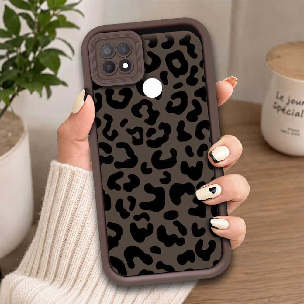 Oppo A15 - Brown - Classic Leopard Print - ONation Step Up Series - HQ Liquid Silicone Soft Case