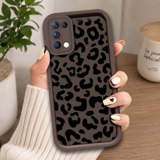Oppo Reno 5 4G - Brown - Classic Leopard Print - ONation Step Up Series - HQ Liquid Silicone Soft Case