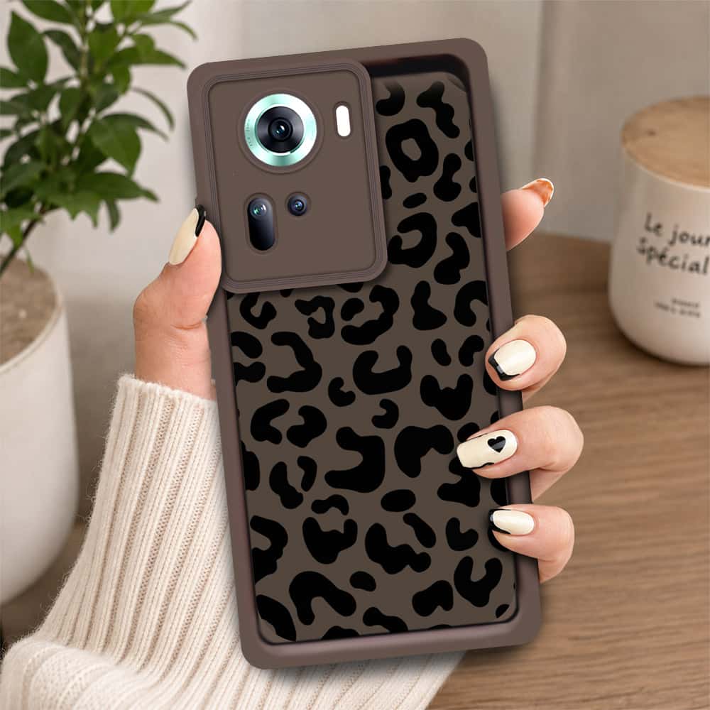 Oppo Reno 11 5G - Brown - Classic Leopard Print - ONation Step Up Series - HQ Liquid Silicone Soft Case