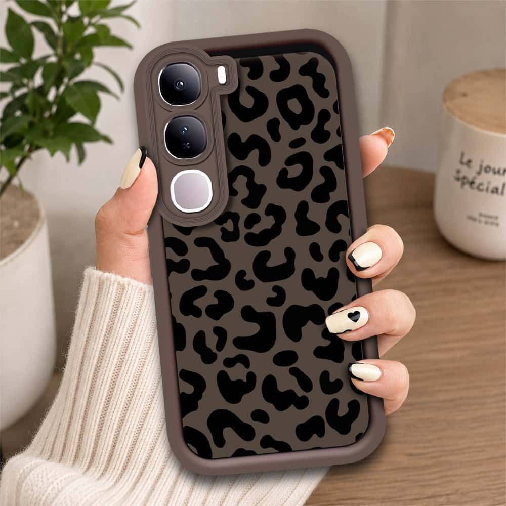Vivo V40 Lite (IDN) - Brown - Classic Leopard Print - ONation Step Up Series - HQ Liquid Silicone Soft Case