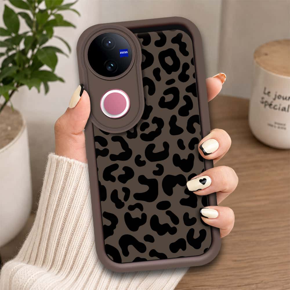 Vivo V50 - Brown - Classic Leopard Print - ONation Step Up Series - HQ Liquid Silicone Soft Case