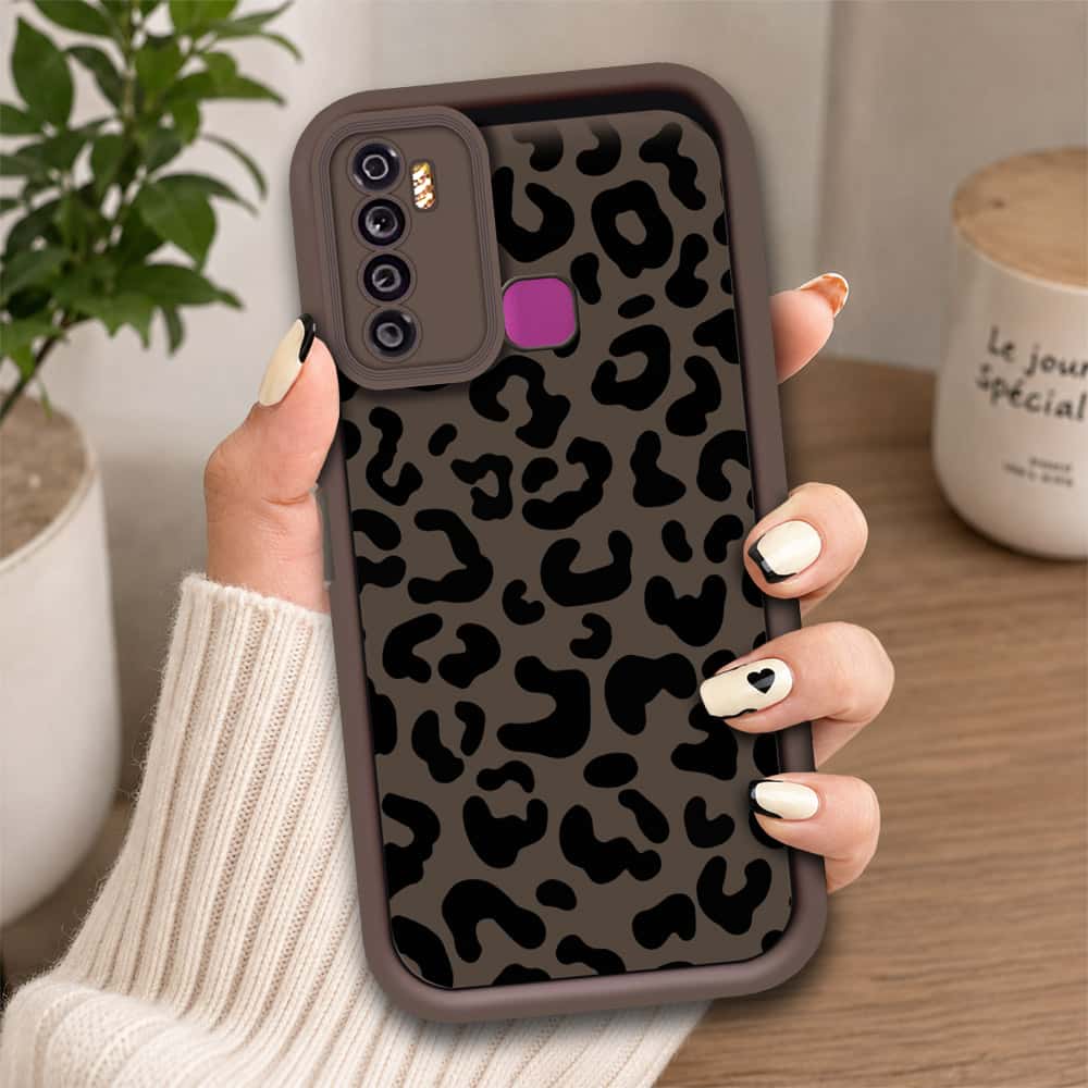 Tecno Camon 15 - Brown - Classic Leopard Print - ONation Step Up Series - HQ Liquid Silicone Soft Case