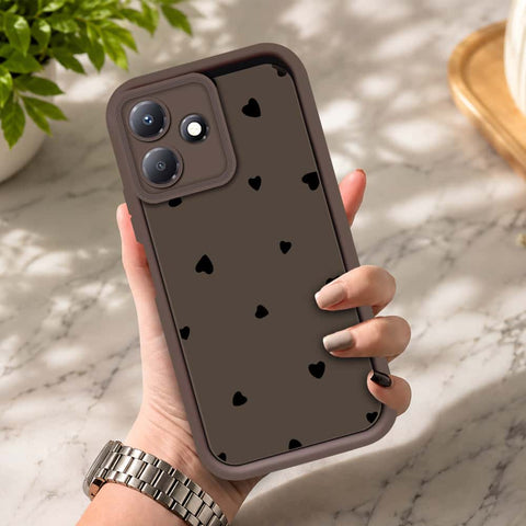 Infinix Hot 30 Play - Brown - Classic Heart Print - ONation Step Up Series - HQ Liquid Silicone Soft Case