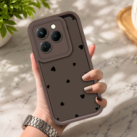 Tecno Spark 20 Pro - Brown - Classic Heart Print - ONation Step Up Series - HQ Liquid Silicone Soft Case