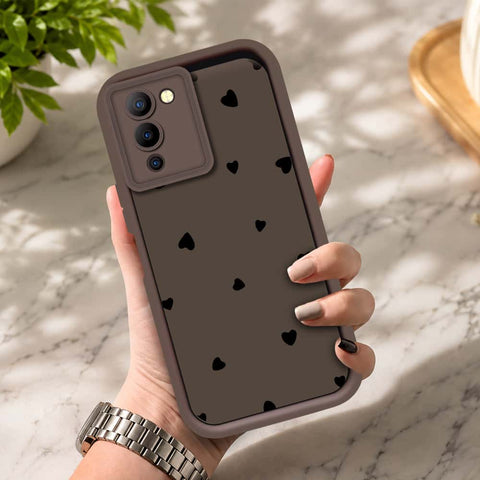Infinix Note 12 G96 - Brown - Classic Heart Print - ONation Step Up Series - HQ Liquid Silicone Soft Case
