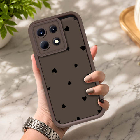 Infinix Note 30 - Brown - Classic Heart Print - ONation Step Up Series - HQ Liquid Silicone Soft Case
