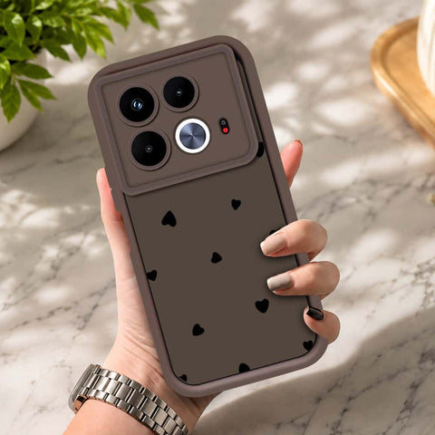 Infinix Note 40 - Brown - Classic Heart Print - ONation Step Up Series - HQ Liquid Silicone Soft Case