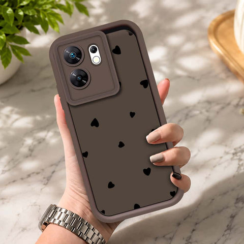 Infinix Zero 30 4G - Brown - Classic Heart Print - ONation Step Up Series - HQ Liquid Silicone Soft Case