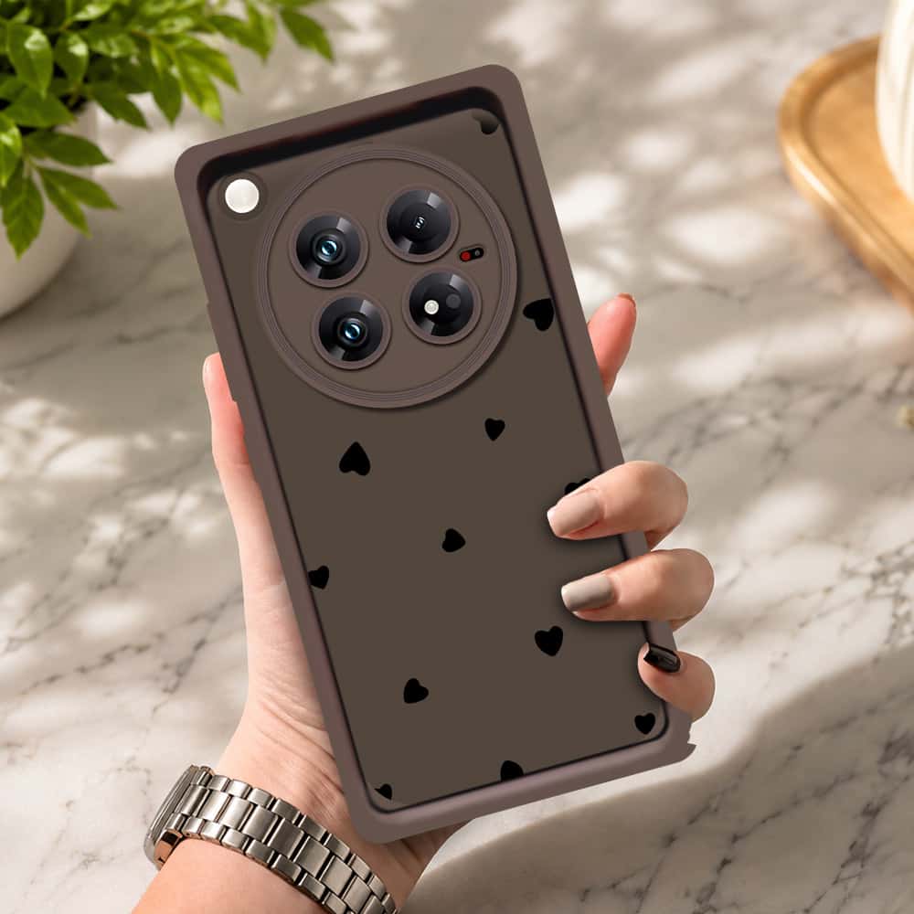 Infinix Zero 40 - Brown - Classic Heart Print - ONation Step Up Series - HQ Liquid Silicone Soft Case