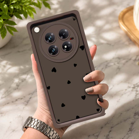 Infinix Zero 40 - Brown - Classic Heart Print - ONation Step Up Series - HQ Liquid Silicone Soft Case