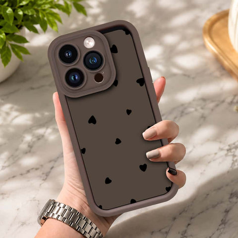 iPhone 14 Pro - Brown - Classic Heart Print - ONation Step Up Series - HQ Liquid Silicone Soft Case