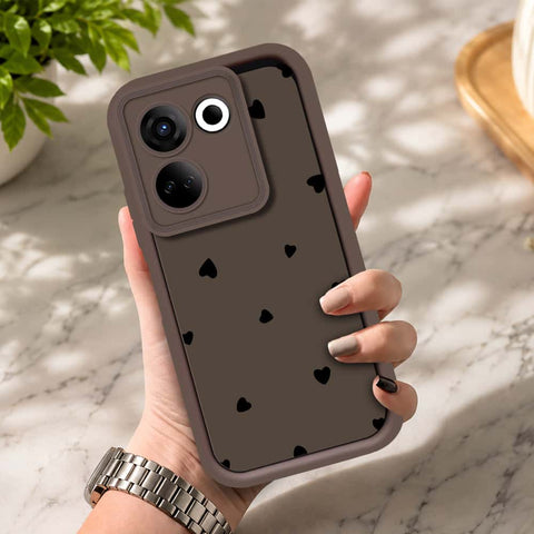 Tecno Camon 20 - Brown - Classic Heart Print - ONation Step Up Series - HQ Liquid Silicone Soft Case