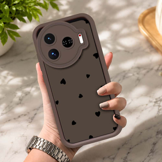 Tecno Camon 30 Pro 5G - Brown - Classic Heart Print - ONation Step Up Series - HQ Liquid Silicone Soft Case