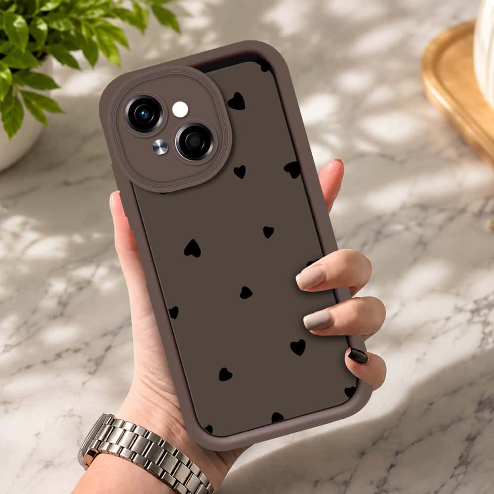 Tecno Pop 9 - Brown - Classic Heart Print - ONation Step Up Series - HQ Liquid Silicone Soft Case