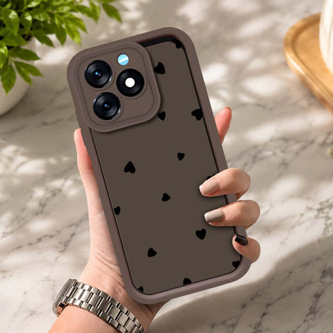 Tecno Spark 10 - Brown - Classic Heart Print - ONation Step Up Series - HQ Liquid Silicone Soft Case