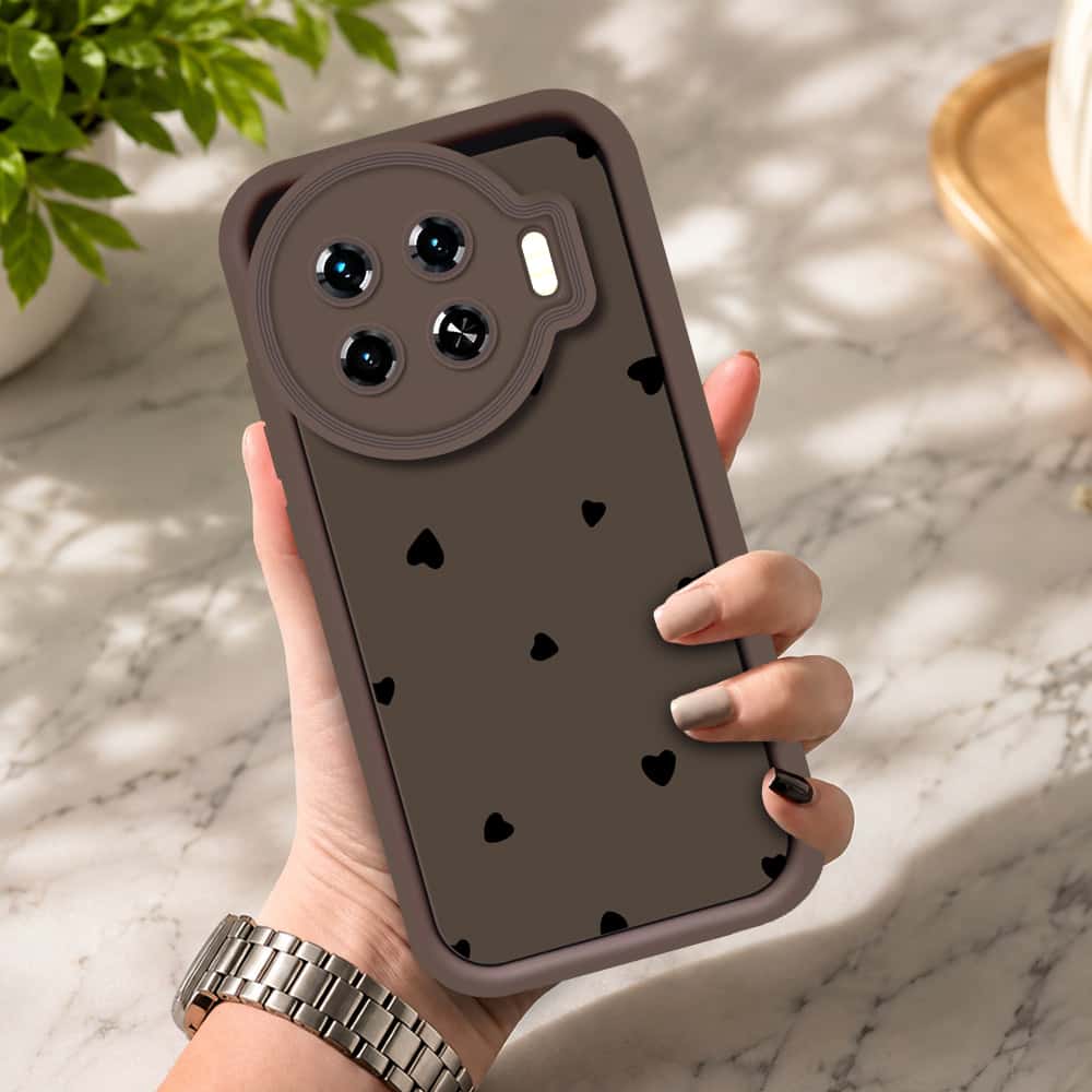 Tecno Spark 20 Pro Plus - Brown - Classic Heart Print - ONation Step Up Series - HQ Liquid Silicone Soft Case