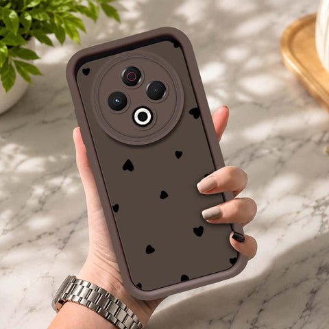 Tecno Spark 30 4G - Brown - Classic Heart Print - ONation Step Up Series - HQ Liquid Silicone Soft Case