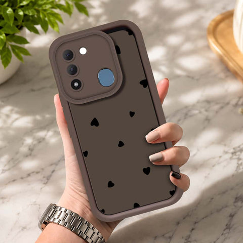 Tecno Spark 8C - Brown - Classic Heart Print - ONation Step Up Series - HQ Liquid Silicone Soft Case