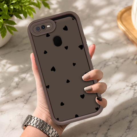 Oppo A5s - Brown - Classic Heart Print - ONation Step Up Series - HQ Liquid Silicone Soft Case