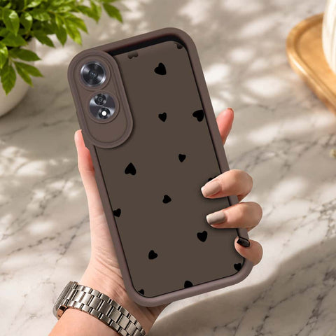 Oppo A60 - Brown - Classic Heart Print - ONation Step Up Series - HQ Liquid Silicone Soft Case