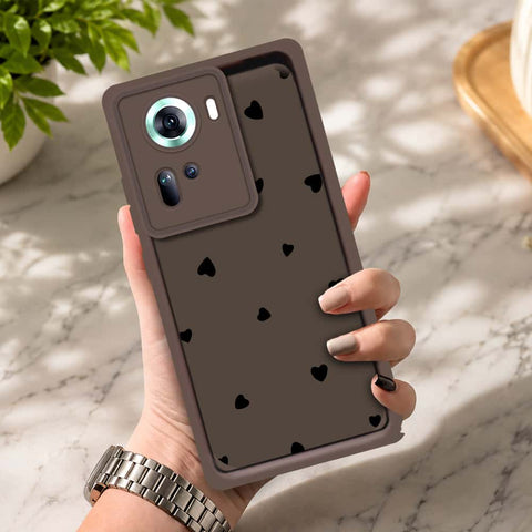 Oppo Reno 11 5G - Brown - Classic Heart Print - ONation Step Up Series - HQ Liquid Silicone Soft Case
