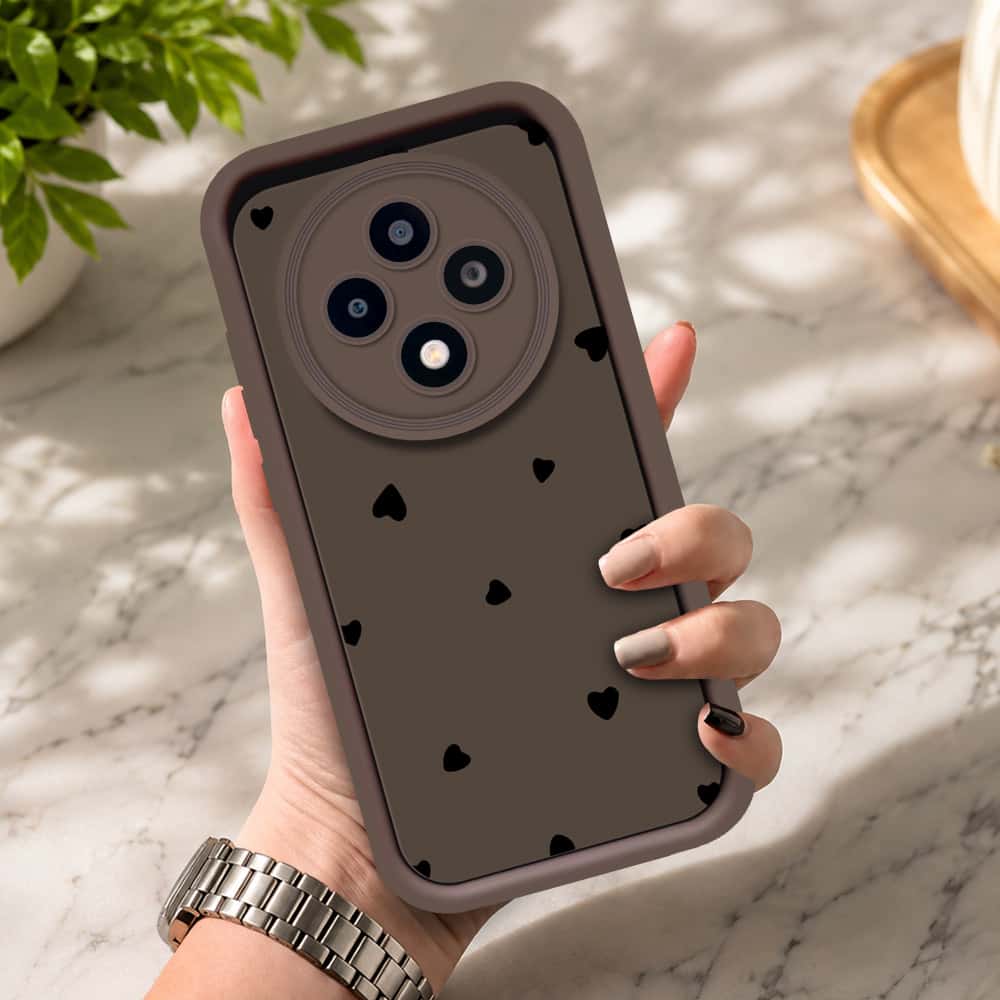 Oppo F27 - Brown - Classic Heart Print - ONation Step Up Series - HQ Liquid Silicone Soft Case