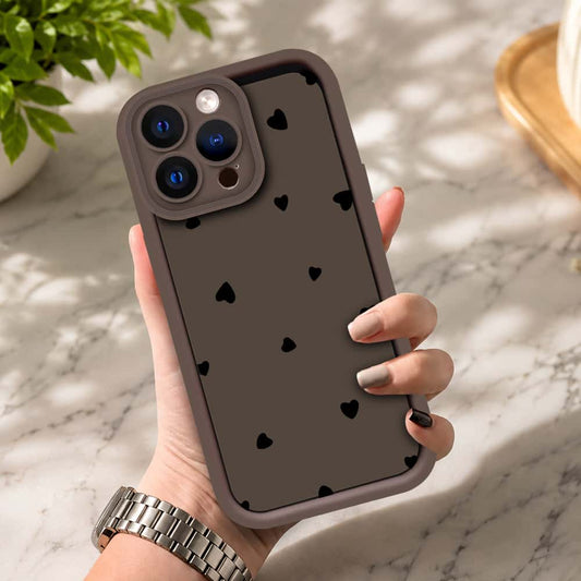 iPhone 12 Pro Max - Brown - Classic Heart Print - ONation Step Up Series - HQ Liquid Silicone Soft Case
