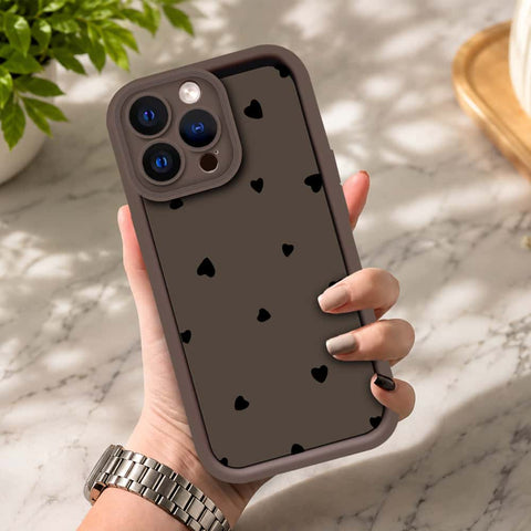 iPhone 12 Pro Max - Brown - Classic Heart Print - ONation Step Up Series - HQ Liquid Silicone Soft Case
