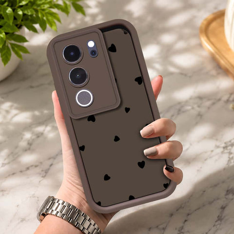Vivo S17 - Brown - Classic Heart Print - ONation Step Up Series - HQ Liquid Silicone Soft Case