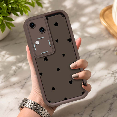 Vivo S18 - Brown - Classic Heart Print - ONation Step Up Series - HQ Liquid Silicone Soft Case