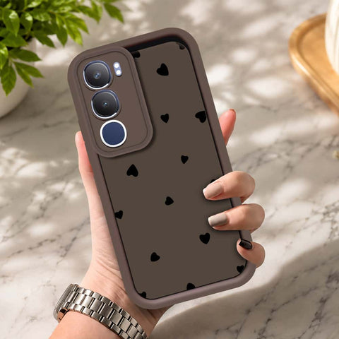 Vivo Y19s - Brown - Classic Heart Print - ONation Step Up Series - HQ Liquid Silicone Soft Case