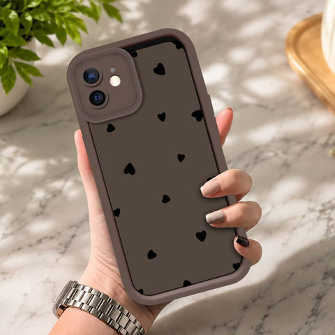 iPhone 12 - Brown - Classic Heart Print - ONation Step Up Series - HQ Liquid Silicone Soft Case