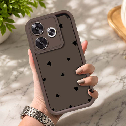 Xiaomi Poco F6 - Brown - Classic Heart Print - ONation Step Up Series - HQ Liquid Silicone Soft Case