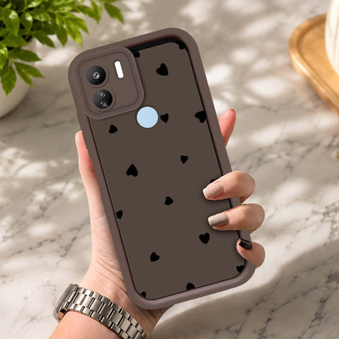 Xiaomi Redmi A2 Plus - Brown - Classic Heart Print - ONation Step Up Series - HQ Liquid Silicone Soft Case