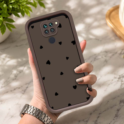 Xiaomi Redmi Note 9   - Brown - Classic Heart Print - ONation Step Up Series - HQ Liquid Silicone Soft Case