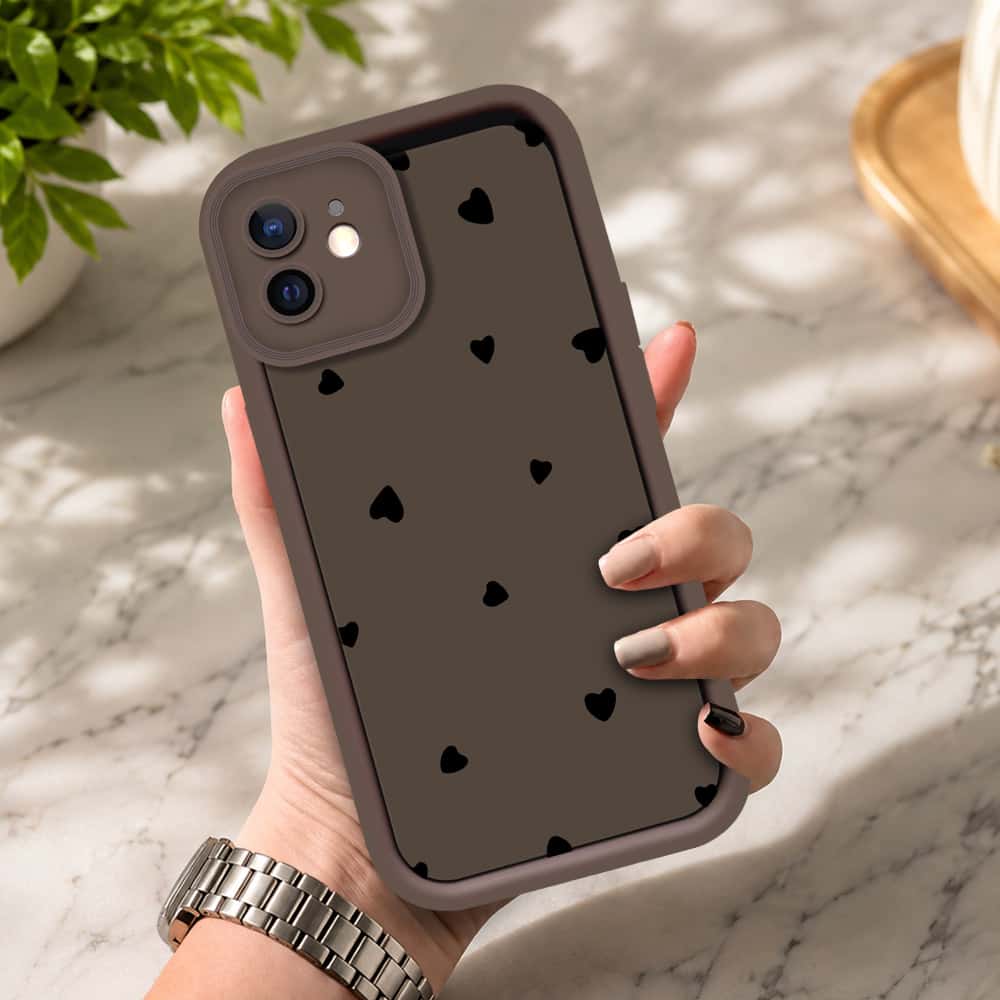 iPhone 11 - Brown - Classic Heart Print - ONation Step Up Series - HQ Liquid Silicone Soft Case