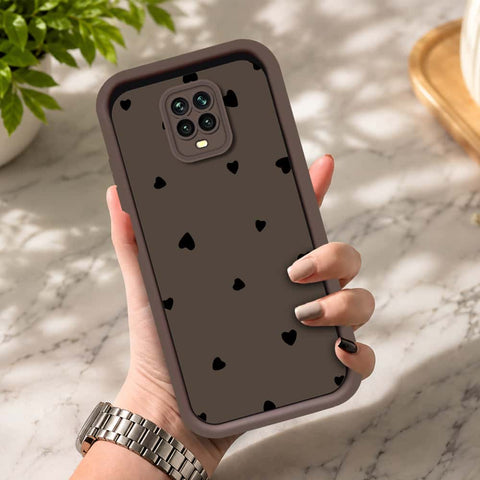 Xiaomi Redmi Note 9 Pro  - Brown - Classic Heart Print - ONation Step Up Series - HQ Liquid Silicone Soft Case