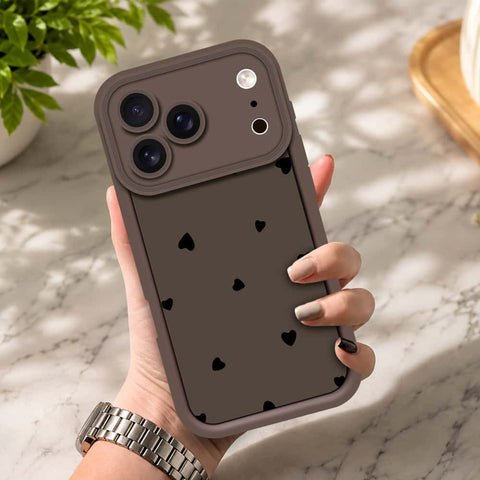iPhone 17 Pro - Brown - Classic Heart Print - ONation Step Up Series - HQ Liquid Silicone Soft Case