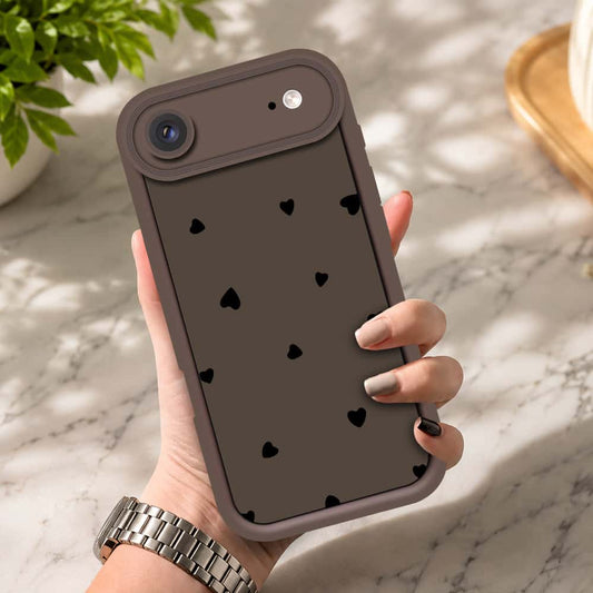 iPhone 17 Air - Brown - Classic Heart Print - ONation Step Up Series - HQ Liquid Silicone Soft Case