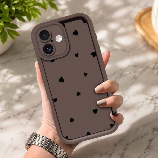 iPhone 17 - Brown - Classic Heart Print - ONation Step Up Series - HQ Liquid Silicone Soft Case