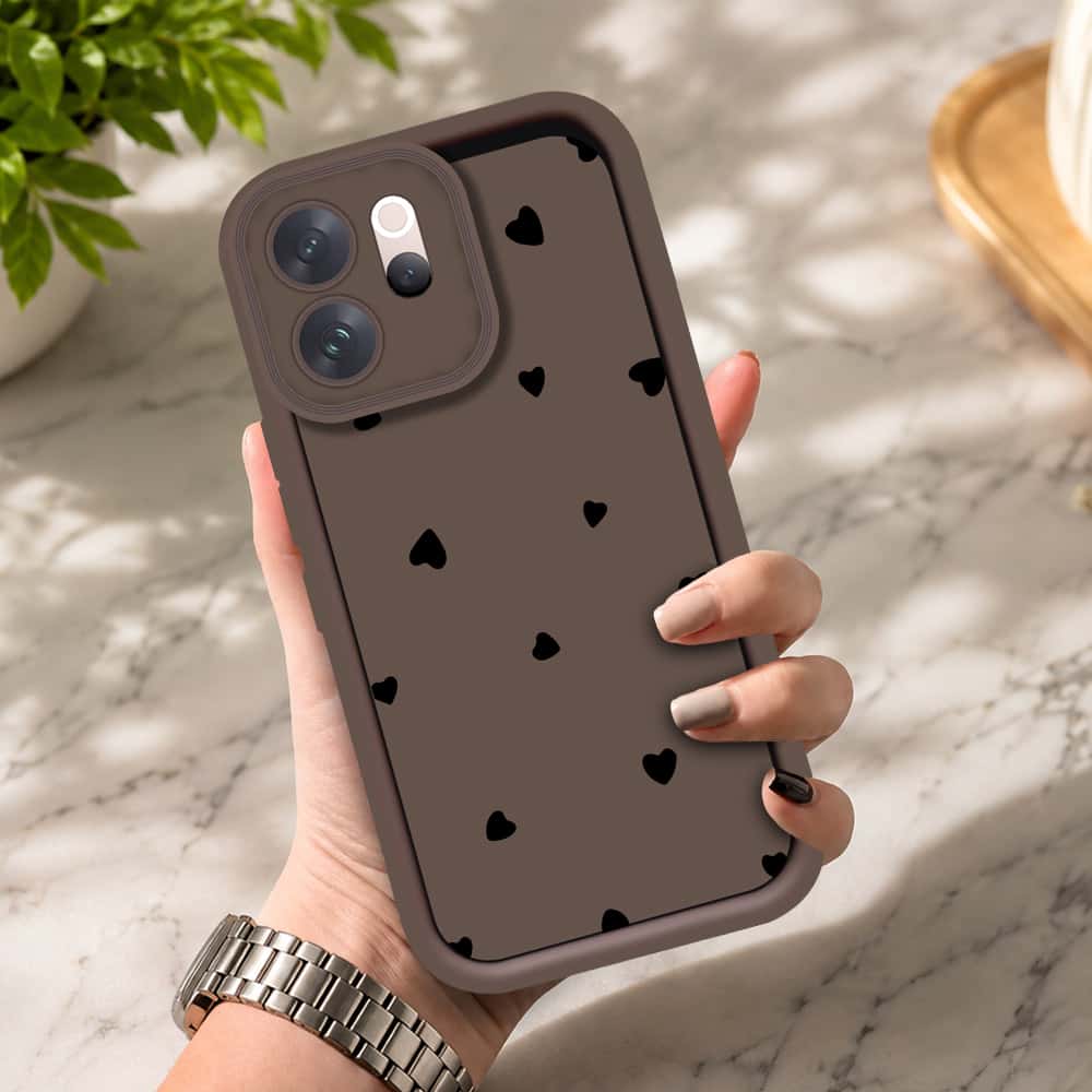 Vivo S50t - Brown - Classic Heart Print - ONation Step Up Series - HQ Liquid Silicone Soft Case