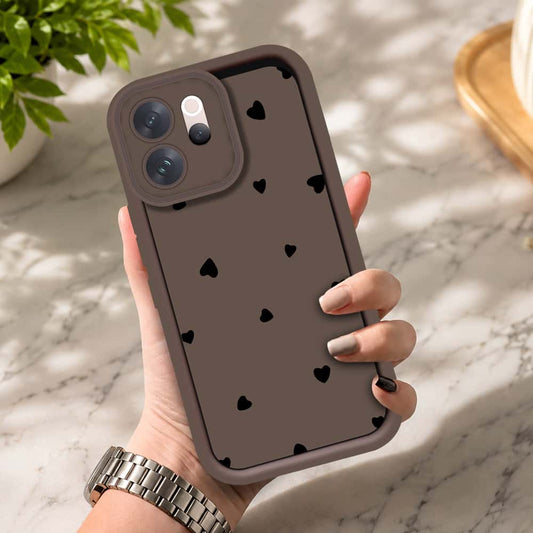 Vivo V70 - Brown - Classic Heart Print - ONation Step Up Series - HQ Liquid Silicone Soft Case