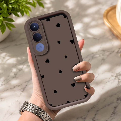Vivo V70 FE - Brown - Classic Heart Print - ONation Step Up Series - HQ Liquid Silicone Soft Case
