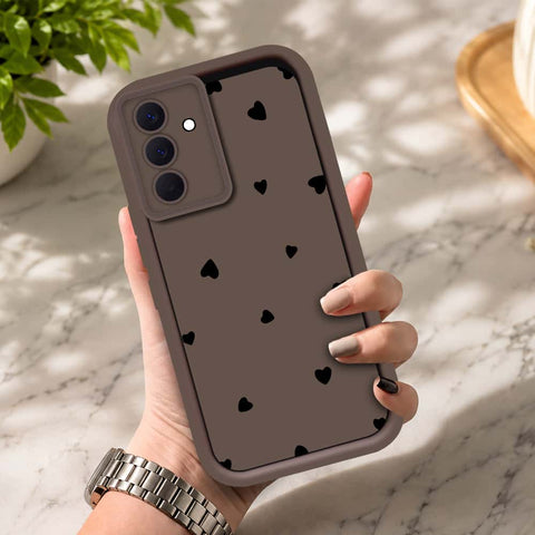 Samsung Galaxy A57 - Brown - Classic Heart Print - ONation Step Up Series - HQ Liquid Silicone Soft Case