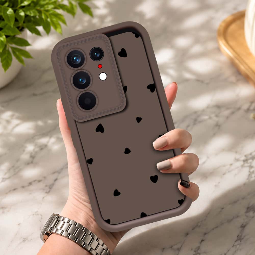 Tecno Camon 50 4G - Brown - Classic Heart Print - ONation Step Up Series - HQ Liquid Silicone Soft Case