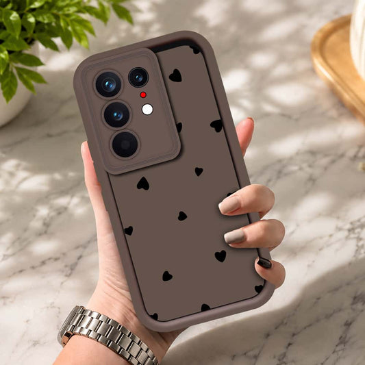 Tecno Camon 50 Pro 4G - Brown - Classic Heart Print - ONation Step Up Series - HQ Liquid Silicone Soft Case