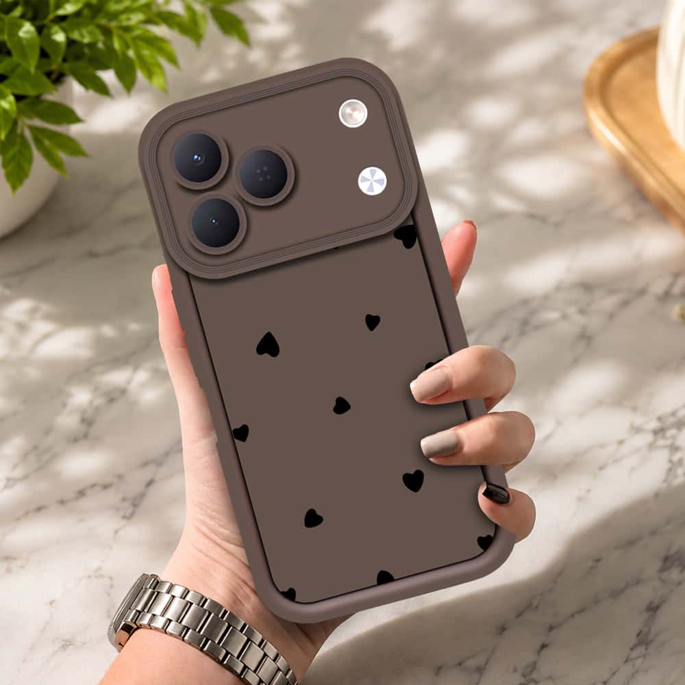 Tecno Spark 50 4G - Brown - Classic Heart Print - ONation Step Up Series - HQ Liquid Silicone Soft Case