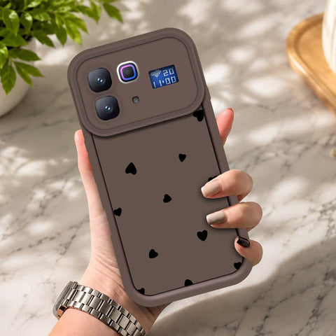 Infinix Note 60 Pro - Brown - Classic Heart Print - ONation Step Up Series - HQ Liquid Silicone Soft Case